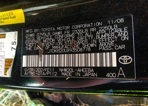 2009 Toyota Prius z USA, uszkodzony, nr VIN JTDKB20UX93508778